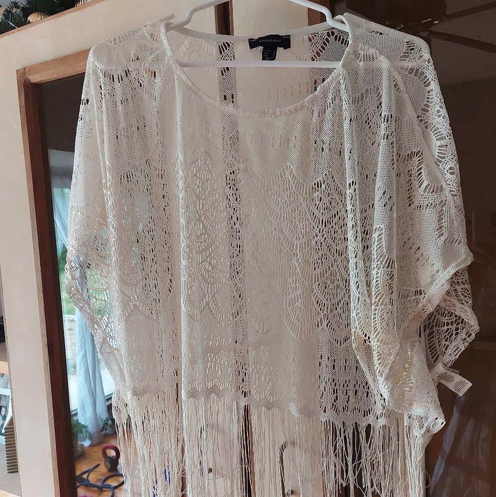 Lace shawl shirt